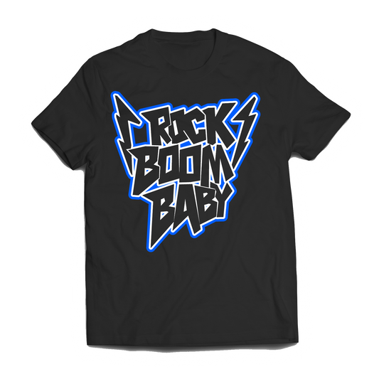 ROCK BOOM BABY TEE ~ BLACK & BLUE